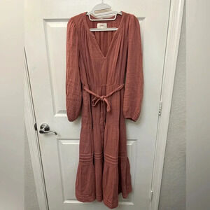 Xirena cotton belted long sleeve dress